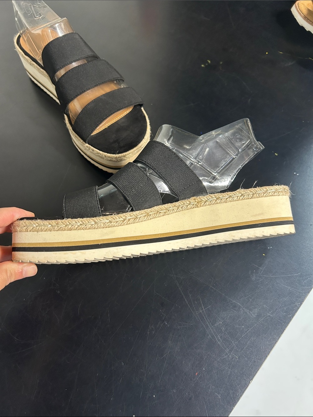 Universal Thread Black Triple-Strap Espadrille Platform Sandals - Picture 3 of 7